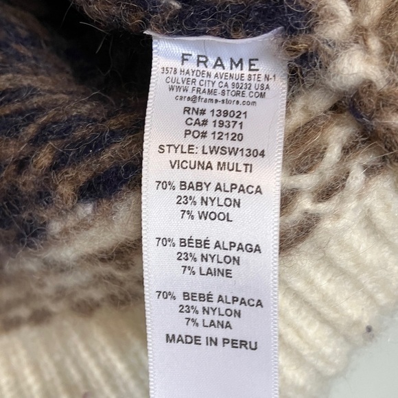 Frame Fair Isle Brown Patterned Baby Alpaca Wool Blend Sweater - Picture 4 of 4